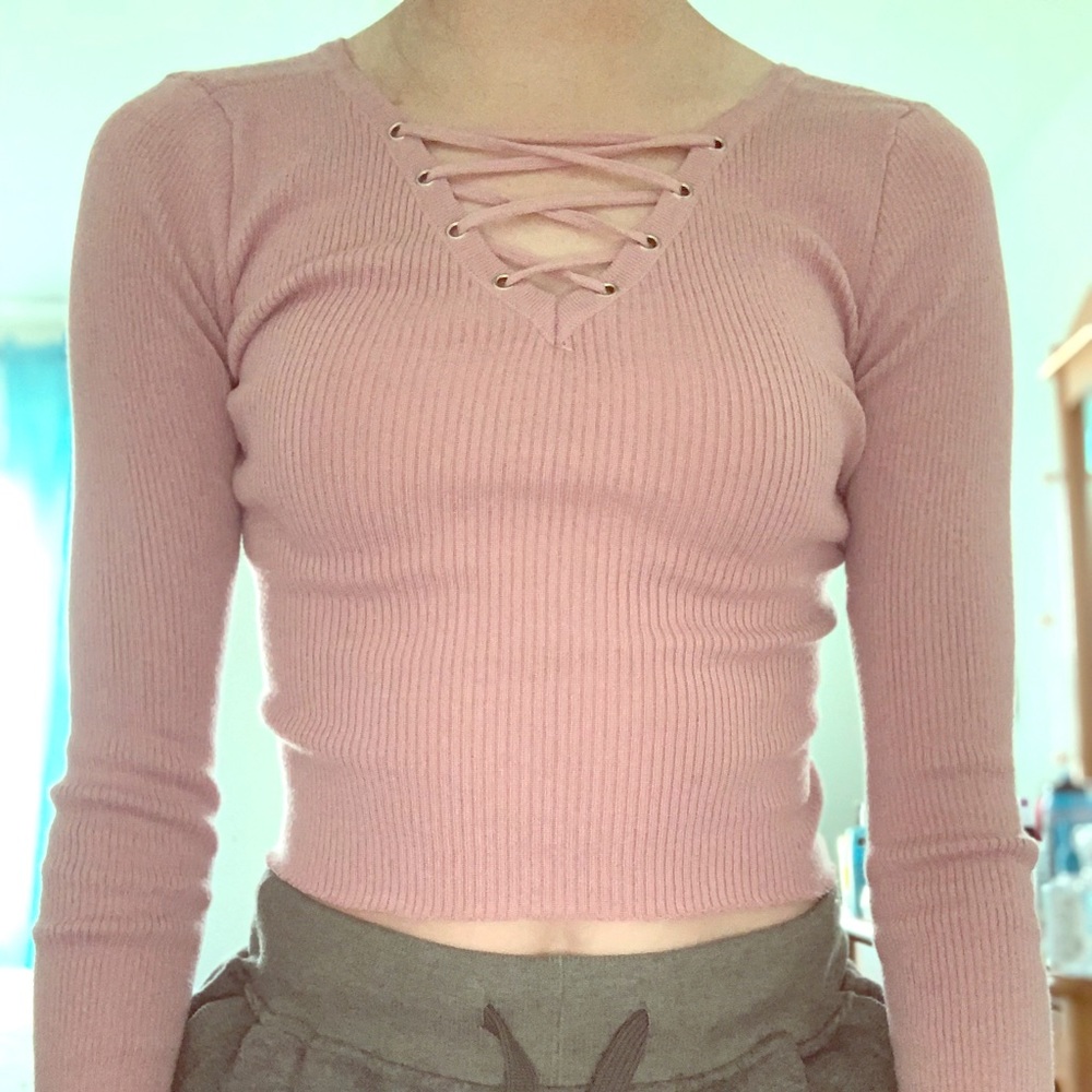 Cropped Purple Long Sleeve Sweater